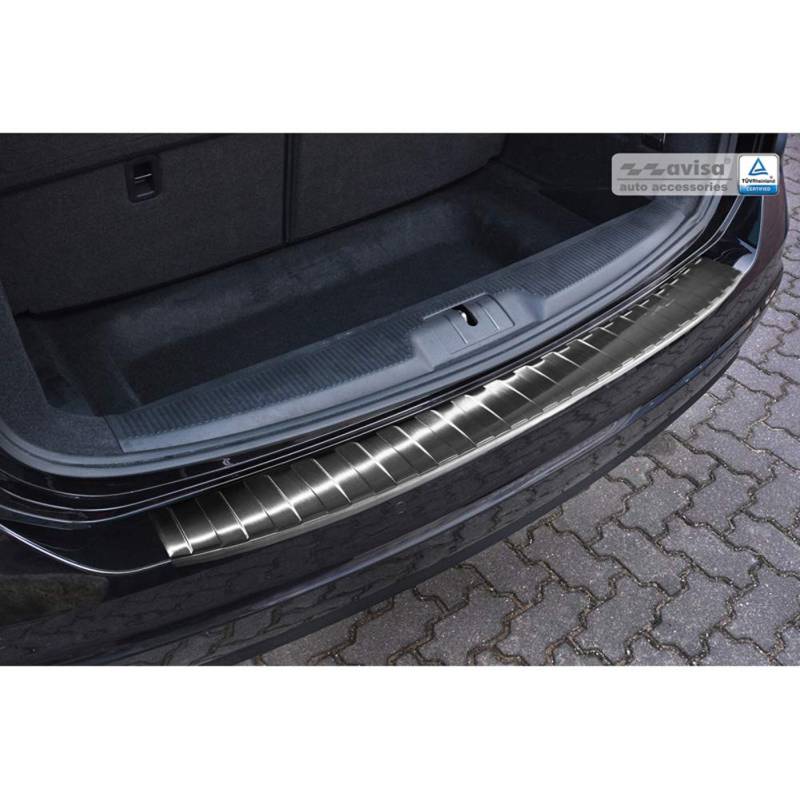 Schwarz Edelstahl Heckstoßstangenschutz kompatibel mit Seat Alhambra & Volkswagen Sharan II 2010- 'Ribs' von Avisa