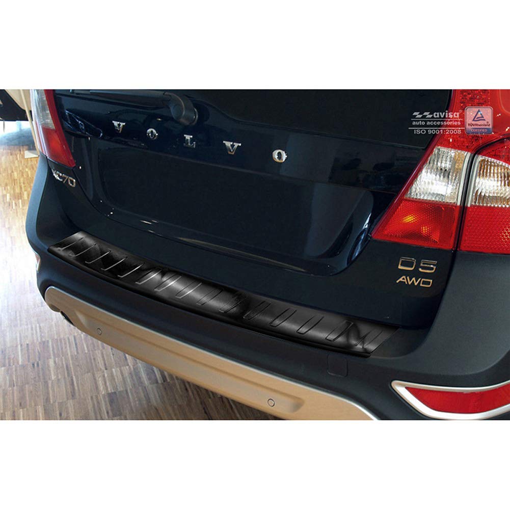 Schwarz Edelstahl Heckstoßstangenschutz kompatibel mit Volvo XC70 2007-2013 'Ribs' von Avisa