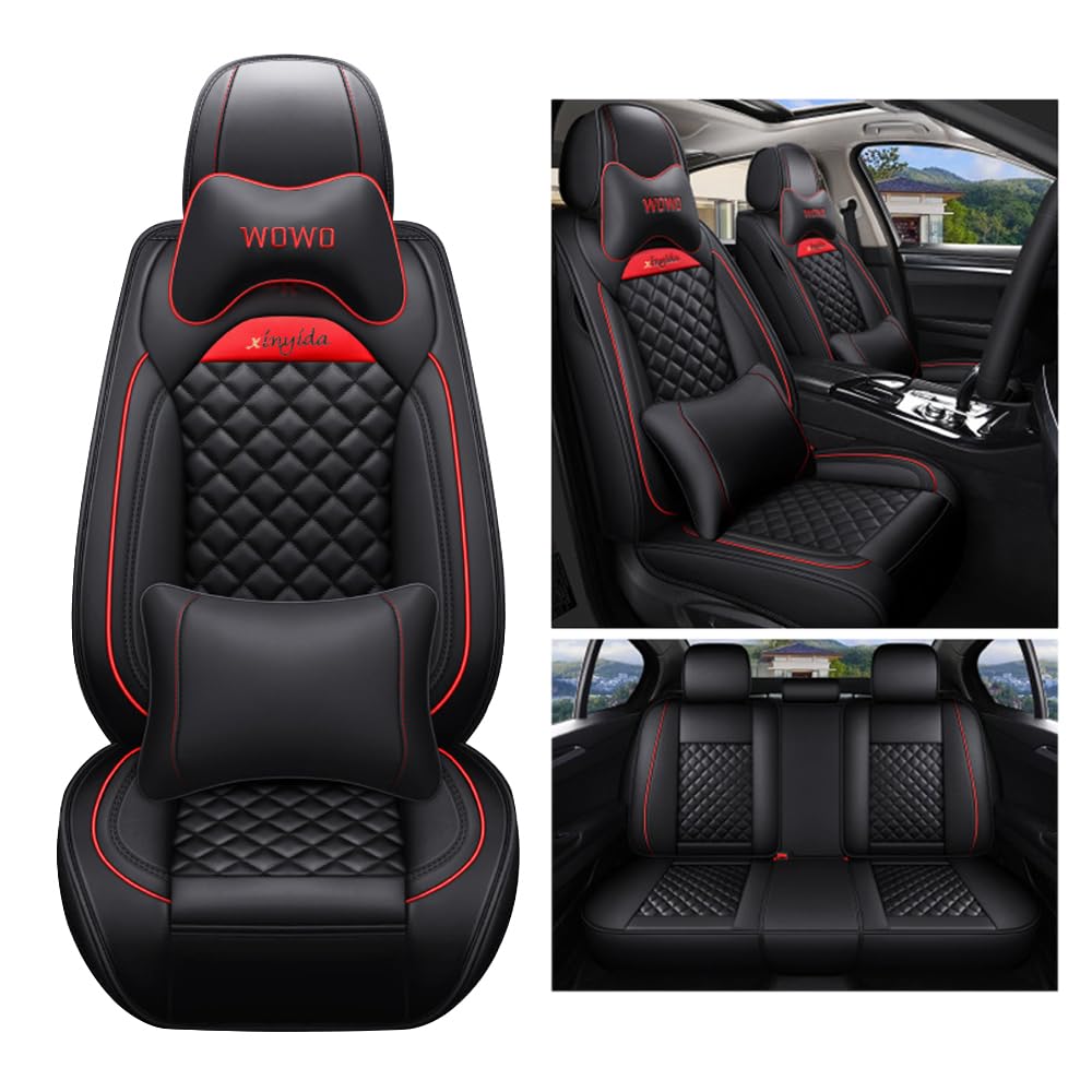 Awotzon Autositzbezüge für Volvo XC90 5seats 2003-2024 5-Sitze AutoSitzbezug PU Leder Universal Set wasserdichte Auto-Schonbezüge Schwarz von Awotzon