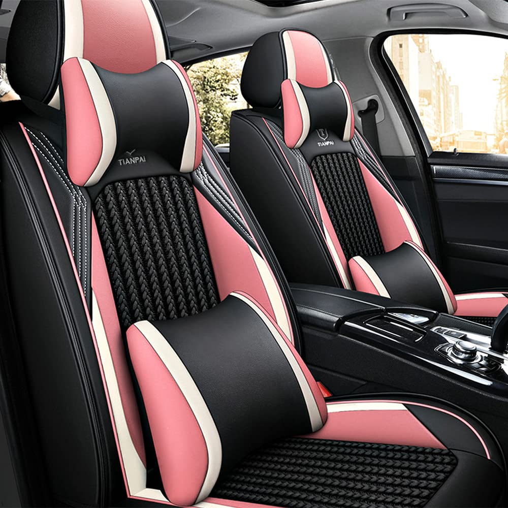 Awotzon Autositzbezug Für Renault Kadjar 5 Sitze Autositzbezüge Komplettset Allwetter Auto Sitzauflage Kunstleder sitzbezüge（Deluxe Edition Schwarz-Rosa） von Awotzon