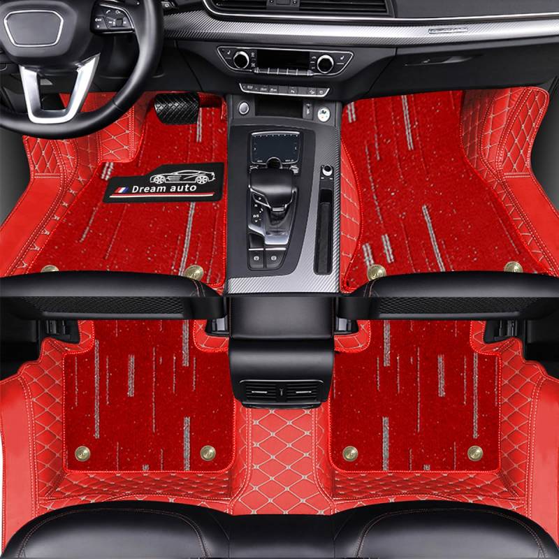 Sucroddy Vollständiges Set Autoteppiche für 𝘼𝙪𝙙𝙞 Q7 (4seat) 2005-2015, doppellagig (PU-Leder + Meteor-Dusch-Teppich), wasserdicht, rutschfest, maßgeschneiderte Teppiche von Awotzon