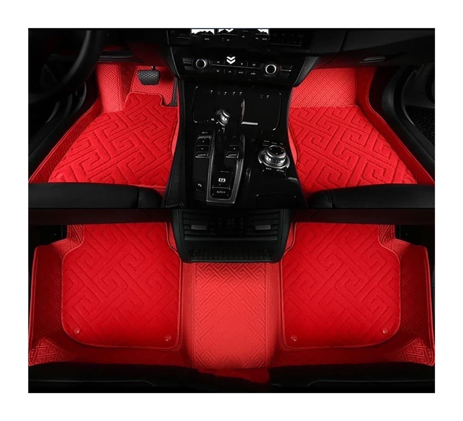 Auto Fußmatten Für Bentley Für Mulsanne 5seats Modell 2009-2022 Custom Car Fußmatten Auto Teppiche Fuß Coche Zubehör Automatte Passend(Red Double) von Awqmx