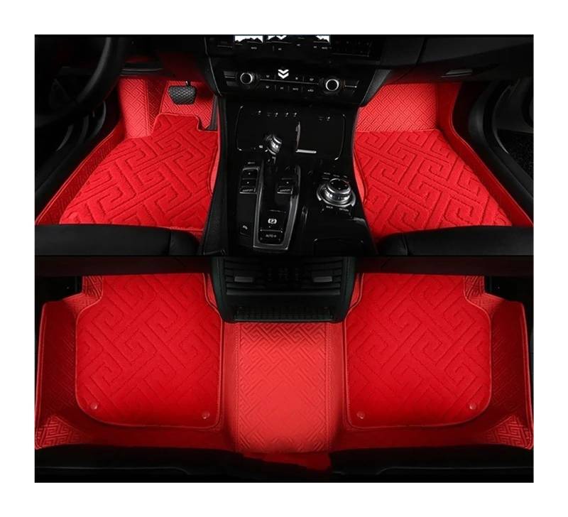 Auto Fußmatten Für Benz Für GLB Für X247 2019 2020 2021 2022 2023 Custom Car Fußmatten Auto Teppiche Fuß Coche Zubehör Automatte Passend(Red Double) von Awqmx