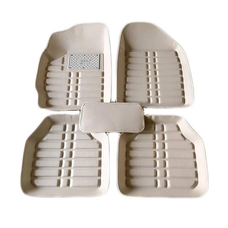 Auto Fußmatten Für Ford Für Focus Mk2 Mk2.5 2005 2006 2007 2008 2009 2010-2023 Leder Auto Fußmatten Fußpolster Anti-Slip Teppich Fuß Pads Auto Zubehör Automatte Passend(Beige) von Awqmx