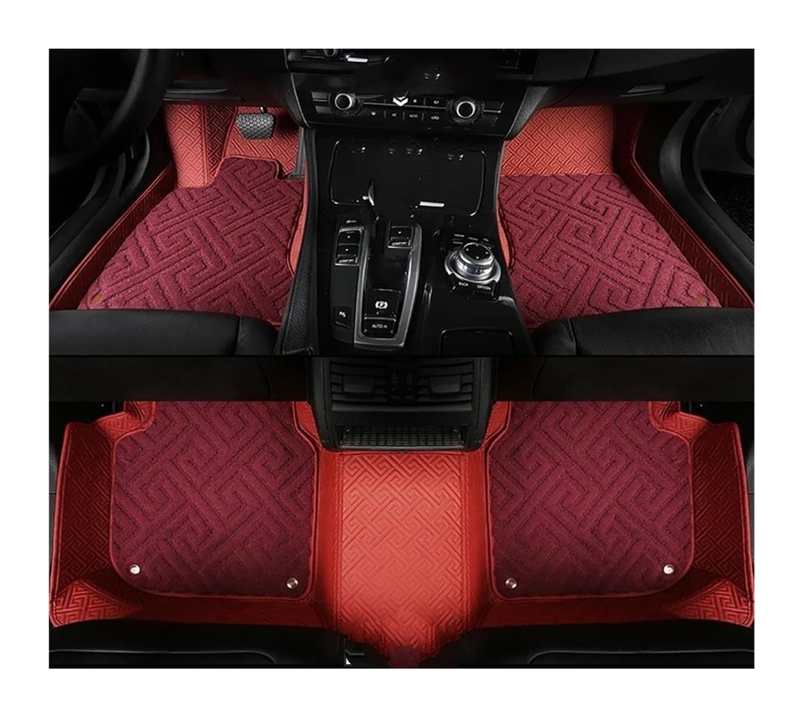 Auto Fußmatten Für Infiniti Für Q60 Auto Custom Car Fußmatten Teppiche Fuß Coche Zubehör Automatte Passend(Claret Double) von Awqmx