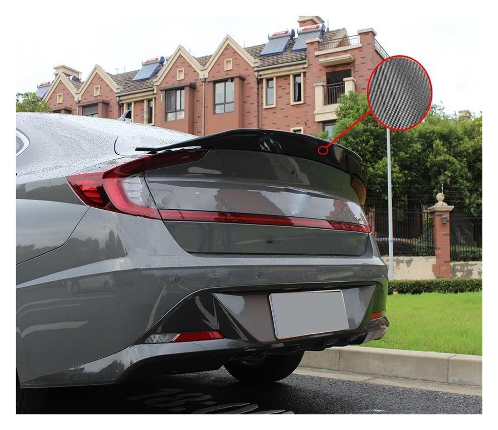 Auto Heckspoilerflügel Für Hyundai Für Sonata 2019 2020 Dach Heckspoiler Flügel Air Deflektor Splitter Stamm Spoiler Schwanz Heckdachspoiler(Carbon Fiber Look) von Awqmx