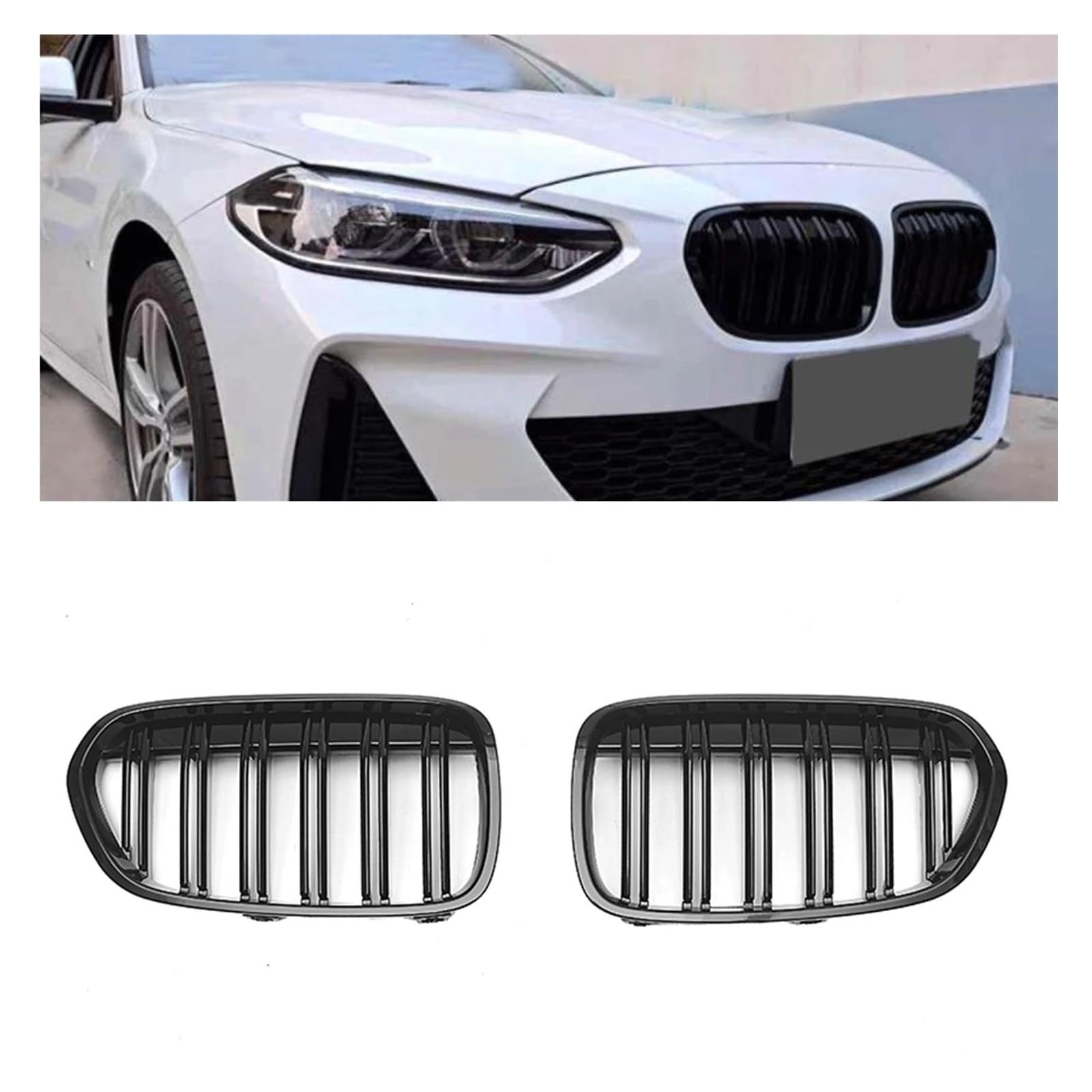 Auto Kühlergrill Für 1 Serie F52 2018-2021 118i 120i 2 Stück Racing Grills Frontniere Grille Schwarz Auto Obere Stoßstange Ansaughaube Mesh Grid Kit Front Kühlergrill von Awqmx