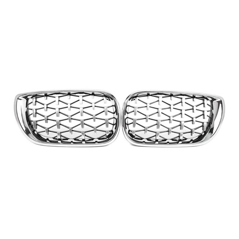 Auto Kühlergrill Für 3 Serie E46 4 Tür 2002 2003 2004 2005 Chrom ABS Kunststoff Diamant Stil Auto Front Grille Mesh Grill Front Kühlergrill von Awqmx