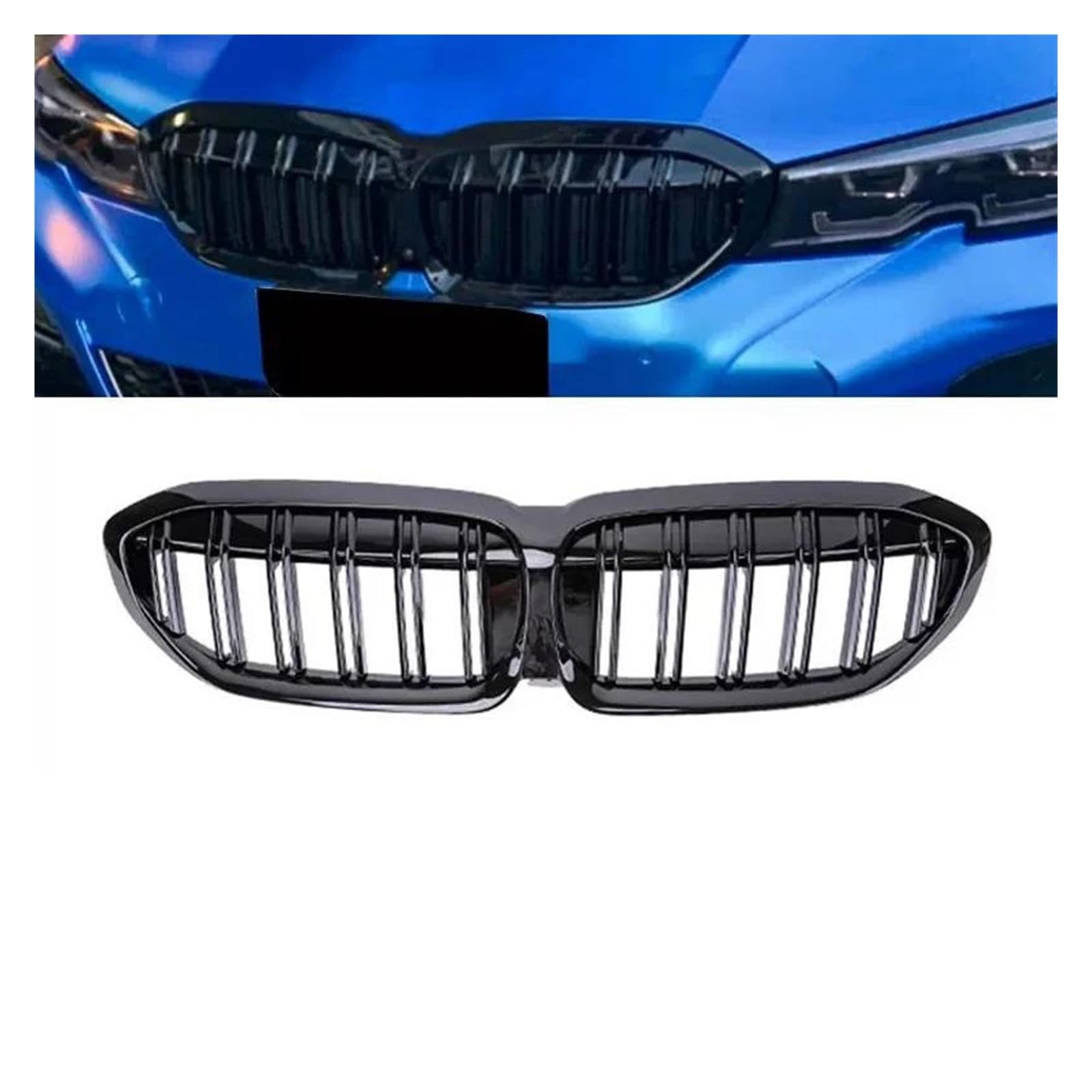 Auto Kühlergrill Für 3 Serie G20 Kühlergrill SCHWARZ Diamant 318i 320i M340i Für M3 2019 2020 2021 2022 2023 Vorne Niere Grill Sport Stil Front Kühlergrill(19-22 GB Dual Slat) von Awqmx