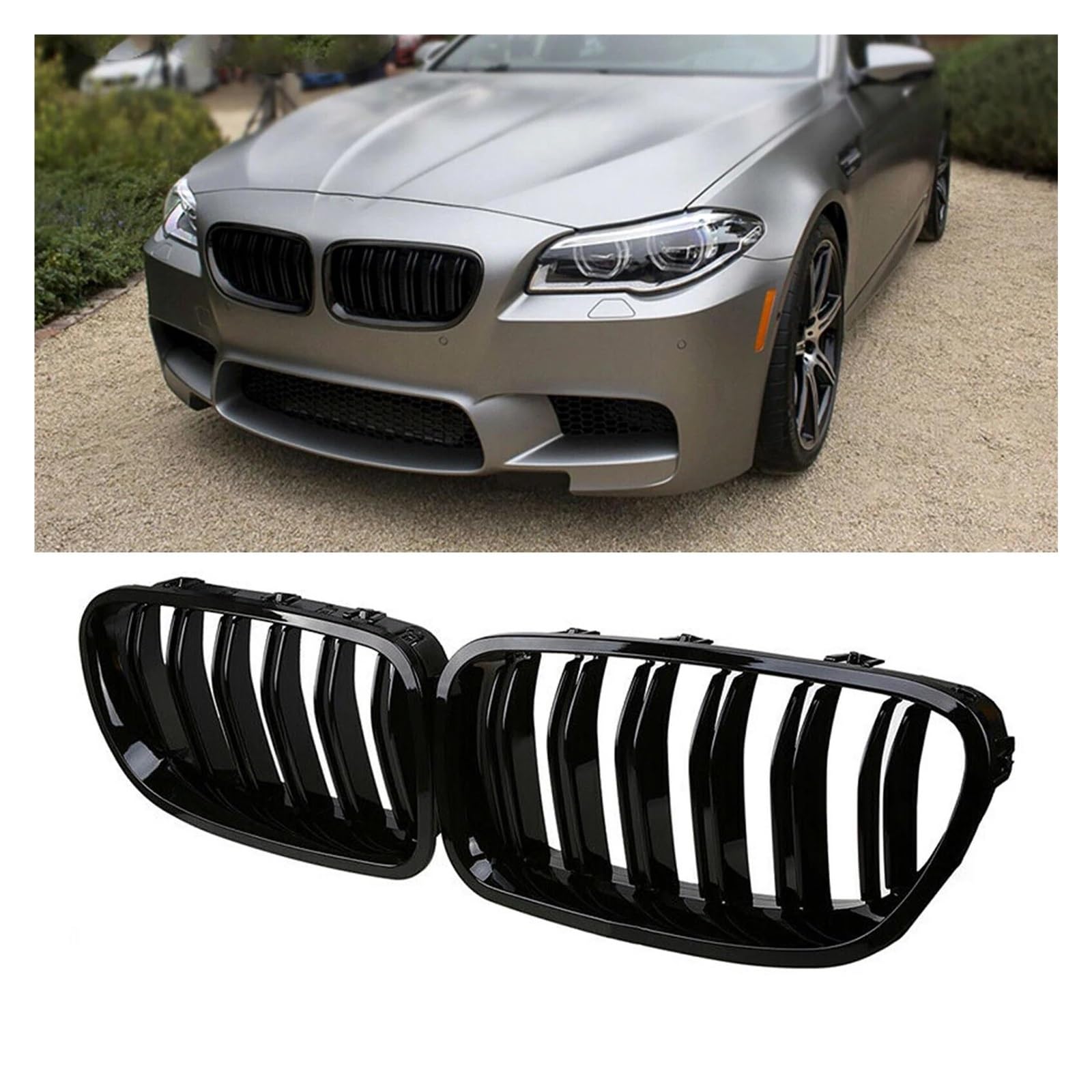 Auto Kühlergrill Für 5 Series F10 F11 F18 Limousine 2010-2017 535i 550i 530i 528i Front Nierengrill Schwarz Oberer Stoßfänger Haube Mesh Grill Grid Kit Front Kühlergrill von Awqmx