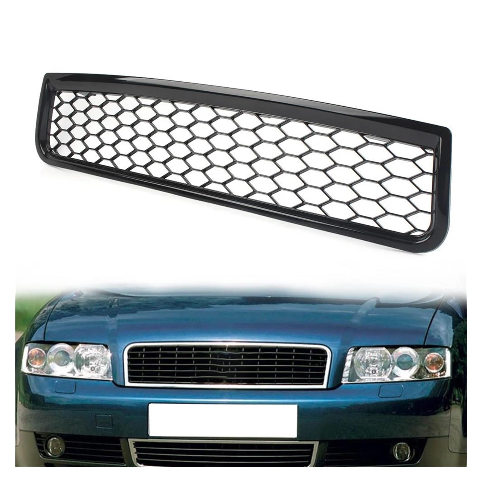 Auto Kühlergrill Für A4 B6 2001 2002 2003 2004 2005 8E0853651F Glänzend Schwarz Auto Vorderen Stoßfänger Oberen Honeycomb Mesh Grille Front Kühlergrill von Awqmx