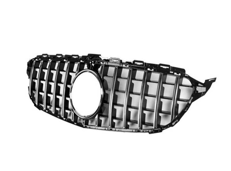 Auto Kühlergrill Für Benz Für C Klasse W205 C200 C200 C250 C260 C300 2019-2021 Kühlergrill Grill GT Schwarz/Silber Oberen Stoßstange Haube Mesh Grid Front Kühlergrill(Silber) von Awqmx