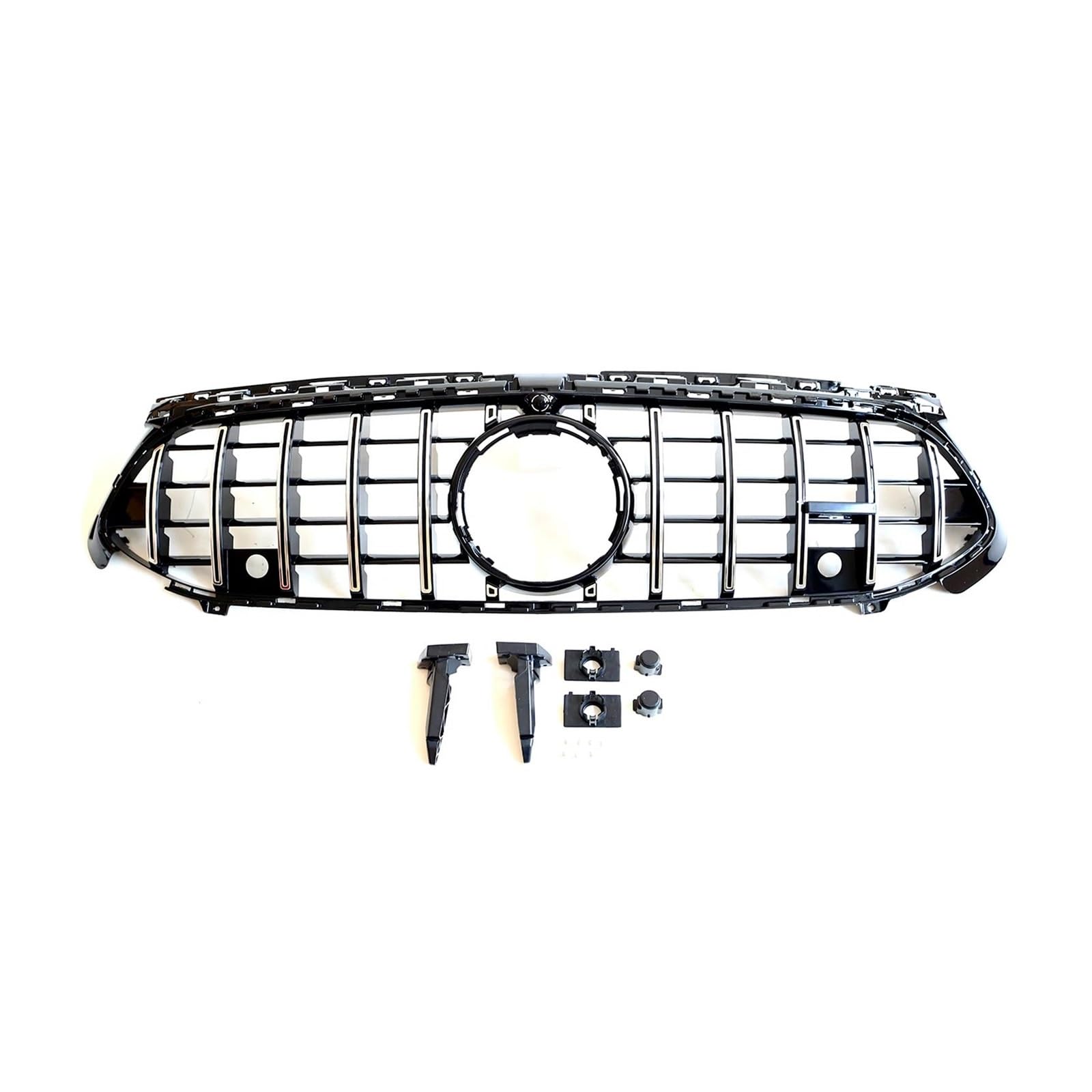 Auto Kühlergrill Für Benz Für Eine Klasse W177 A180 A200 A220 A250 A280 A35 AMG 2023-2024 Kühlergrill Grill GT Stil Auto Obere Stoßstange Haube Mesh Front Kühlergrill(Silber) von Awqmx