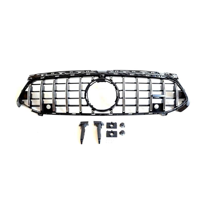 Auto Kühlergrill Für Benz Für Eine Klasse W177 A180 A200 A220 A250 A280 A35 AMG 2023-2024 Kühlergrill Grill GT Stil Auto Obere Stoßstange Haube Mesh Front Kühlergrill(Silber) von Awqmx