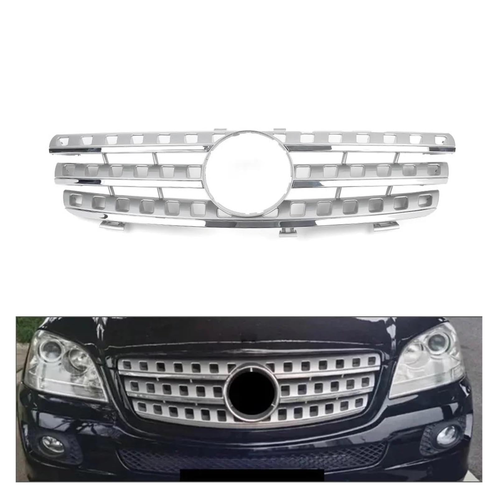 Auto Kühlergrill Für Benz Für ML Klasse W164 ML320 ML350 ML550 2005 2006 2007 2008 Auto Vorderen Stoßfänger Kühler Haube Grill Silber Racing Grille Front Kühlergrill von Awqmx