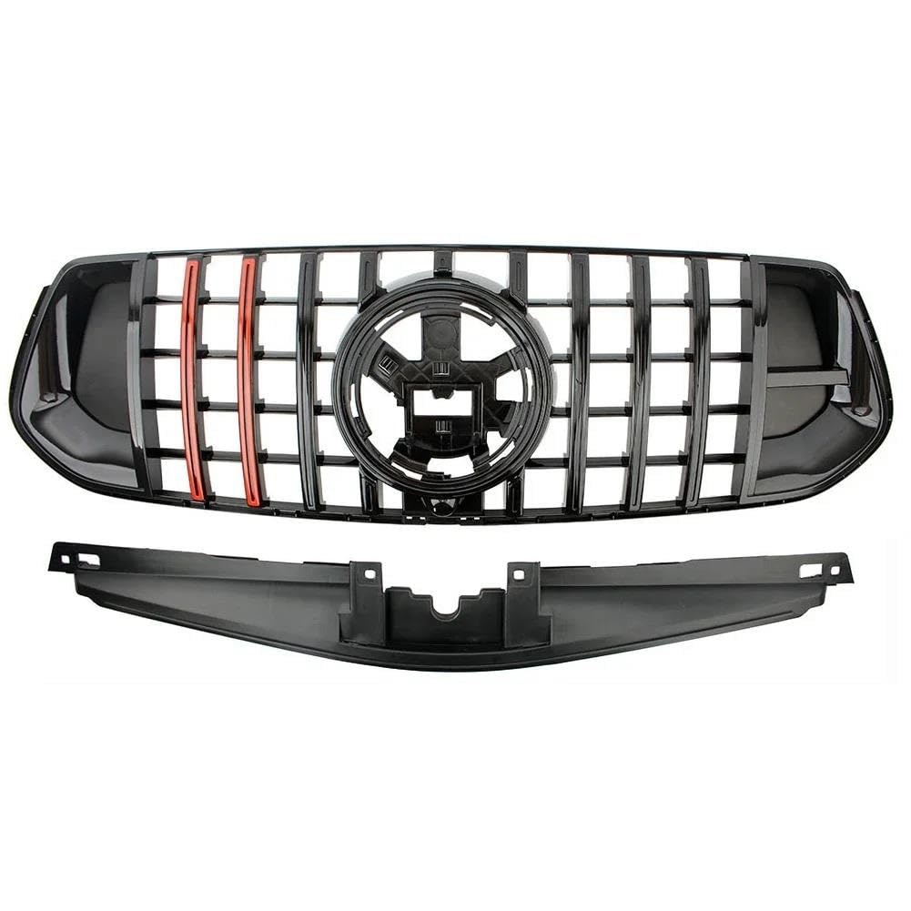 Auto Kühlergrill Für Benz Für W167 V167 GLE300 GLE350 GLE400 GLE450d 2023 2024 + Auto Vorne Racing Facelift Stoßstange Grille Obere Kühler Abdeckung Front Kühlergrill(Black Frame red) von Awqmx