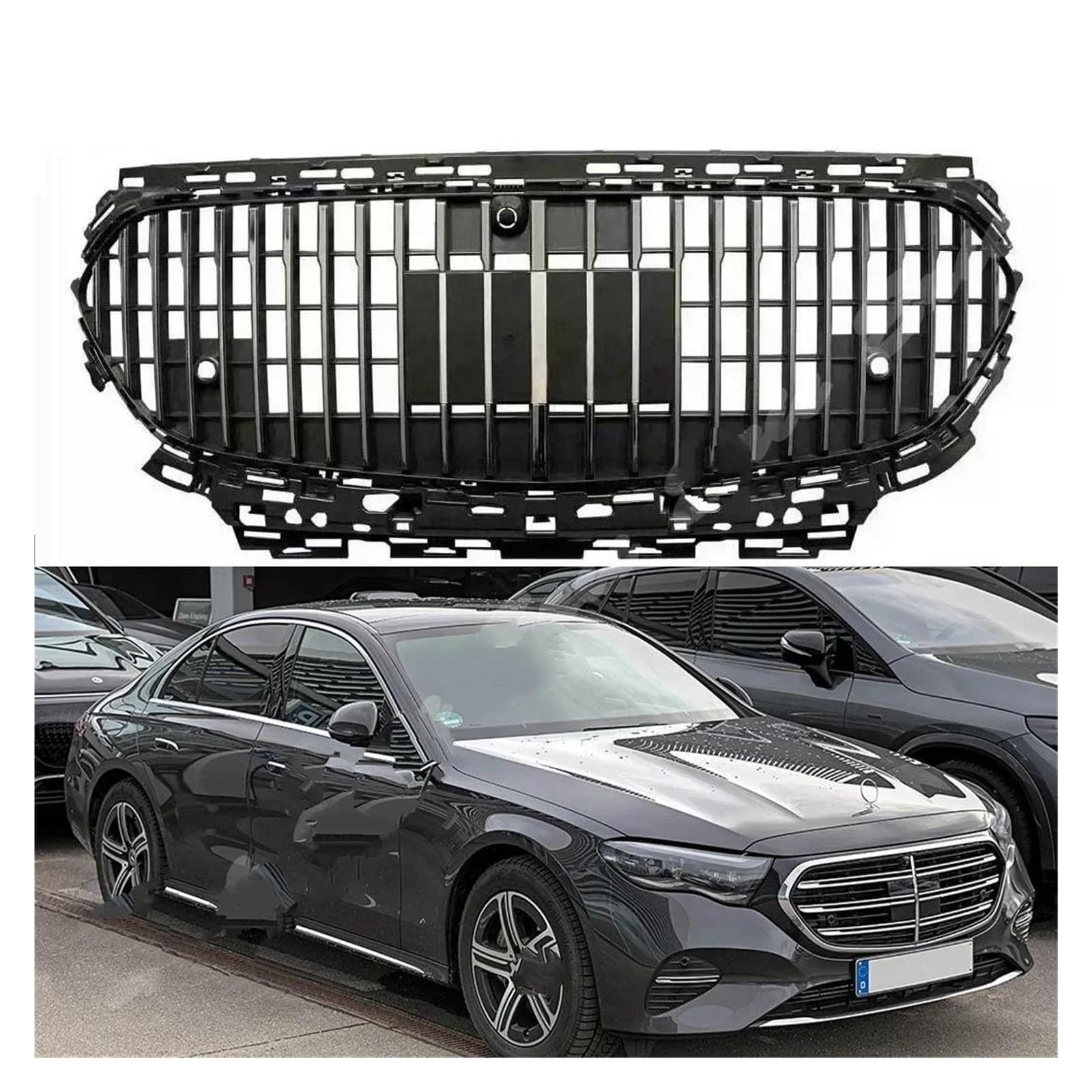 Auto Kühlergrill Für Benz Für W214 V214 E200 E260 E300 2024+ Vorne Racing Oberen Facelift Gitter Für Maybach Stil Kühler Front Kühlergrill(Chrome) von Awqmx