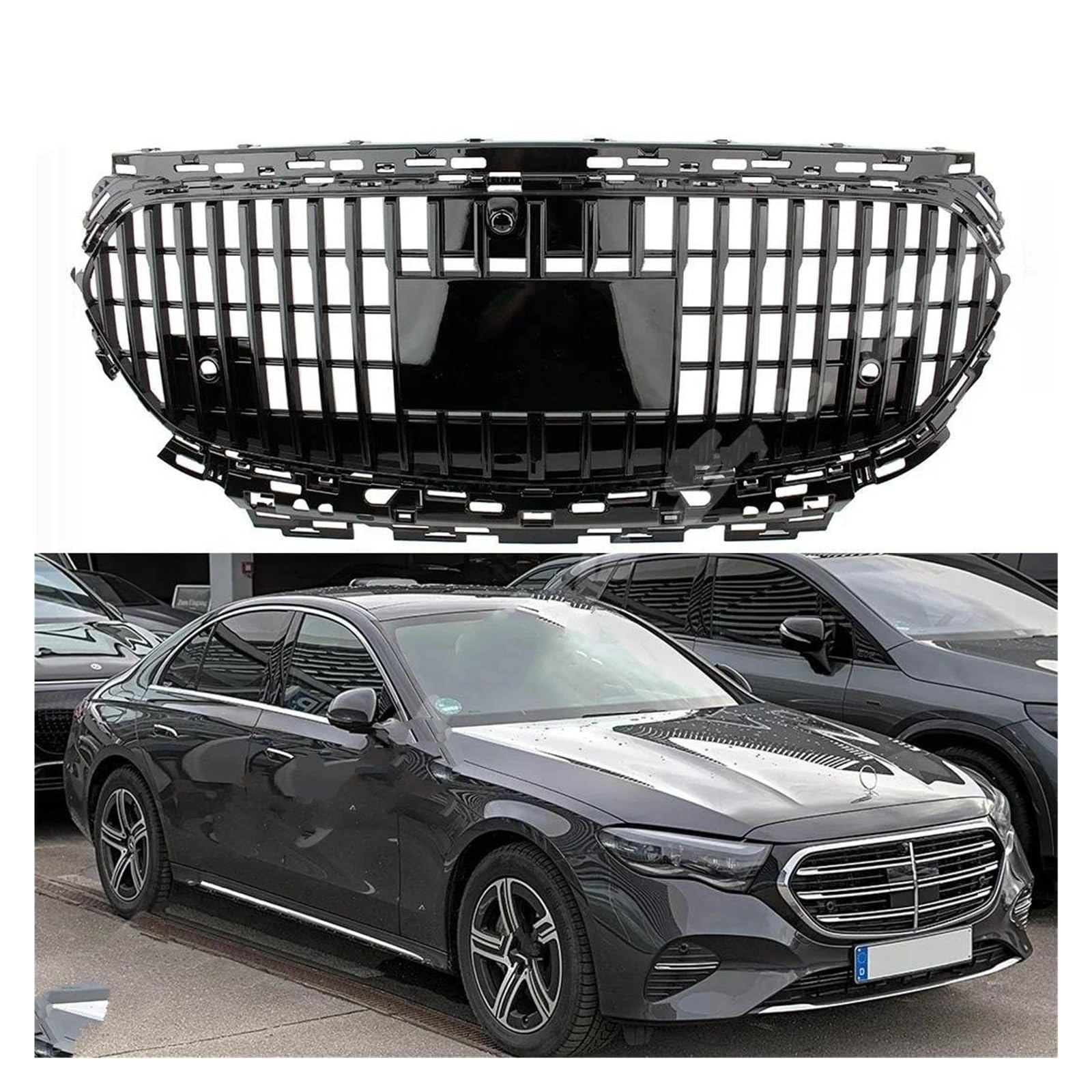 Auto Kühlergrill Für Benz Für W214 V214 E200 E260 E300 2024+ Vorne Racing Oberen Facelift Gitter Für Maybach Stil Kühler Front Kühlergrill(Schwarz) von Awqmx