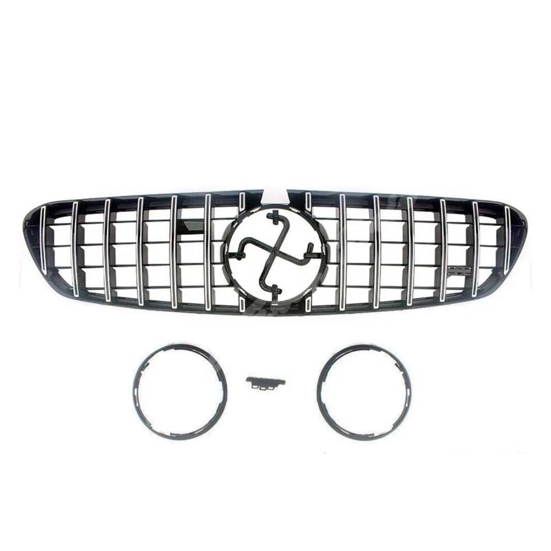 Auto Kühlergrill Für Benz Für W217 S63 S65 Coupe Für AMG 2015-2017 2018-2021 + Auto Vorne Racing Grill Billet Stoßstange Grille Obere Abdeckung Front Kühlergrill(Silver 2018-2021) von Awqmx