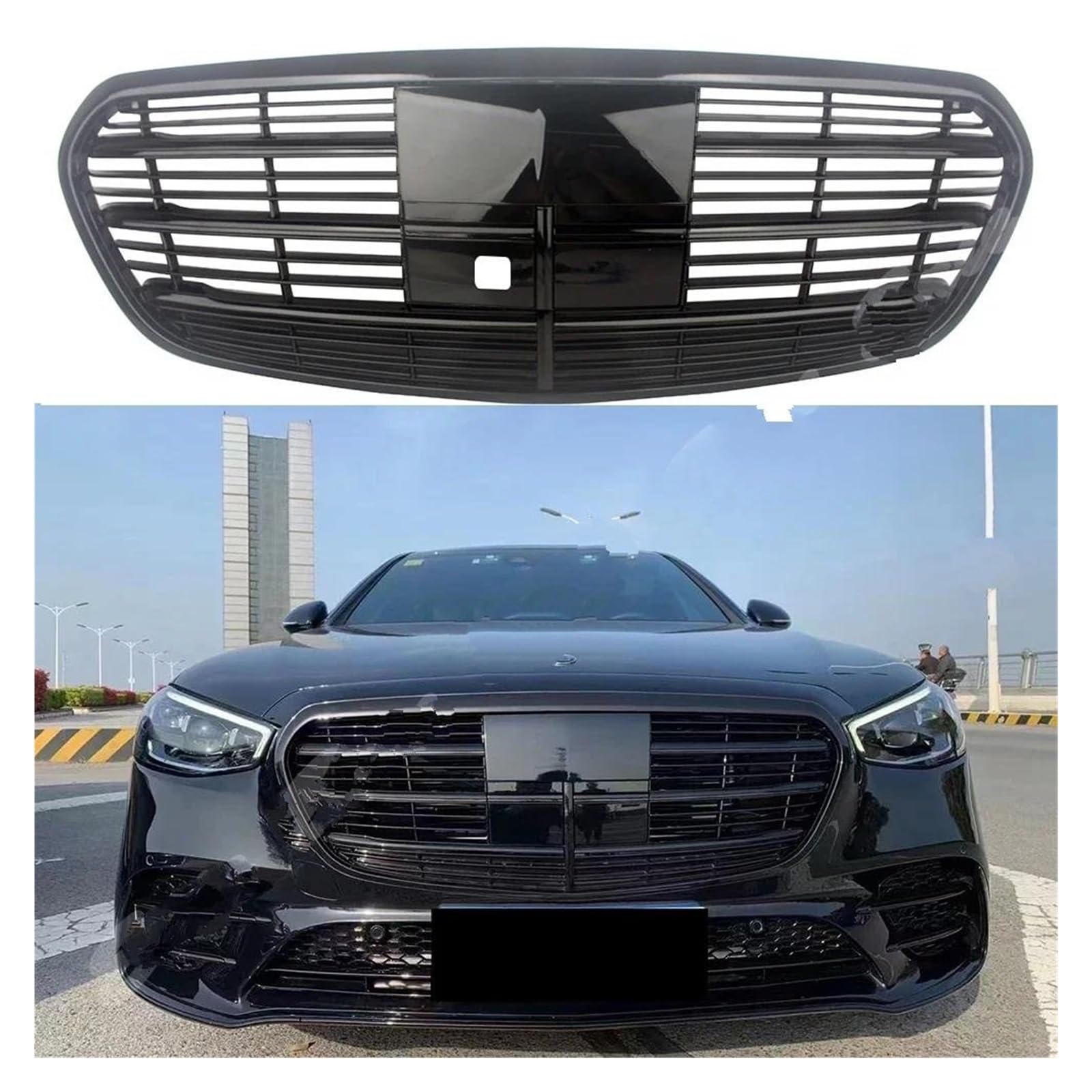 Auto Kühlergrill Für Benz Für W223 S350 S400 S450 S500 S580 S680 OE 2021 + Front Racing Facelift Kühlergrill Oberen Kühler Front Kühlergrill(A with Camera Hole) von Awqmx