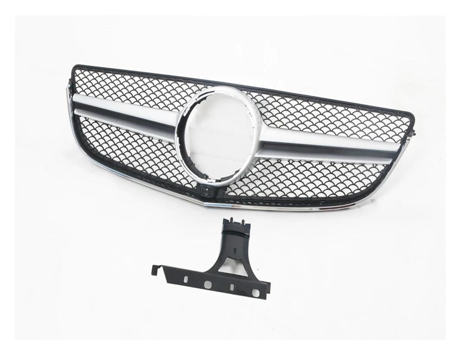 Auto Kühlergrill Für Benz W207 C207 A207 E-Klasse Coupé 2-türig 2014-2017 E200 E300 Für AMG Style Obere Stoßstangenhaube Mesh-Grill Frontgrill Front Kühlergrill(Silber) von Awqmx