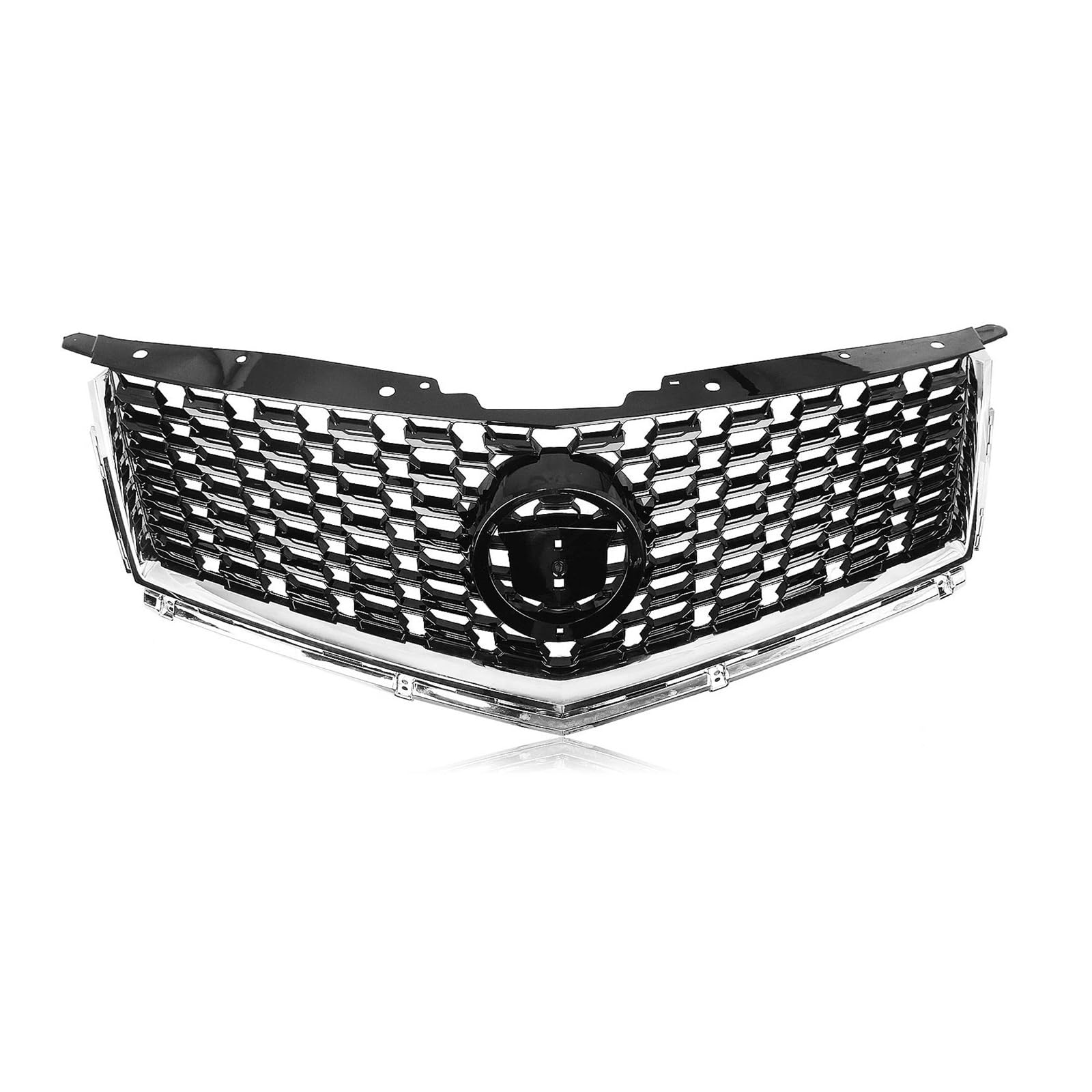 Auto Kühlergrill Für Cadillac Für SRX 2010 2011 2012 2013 2014 2015 2016 Schwarz/Silber Oberen Stoßfänger Haube Mesh Grid Kühlergrill Grill Front Kühlergrill(Schwarz) von Awqmx