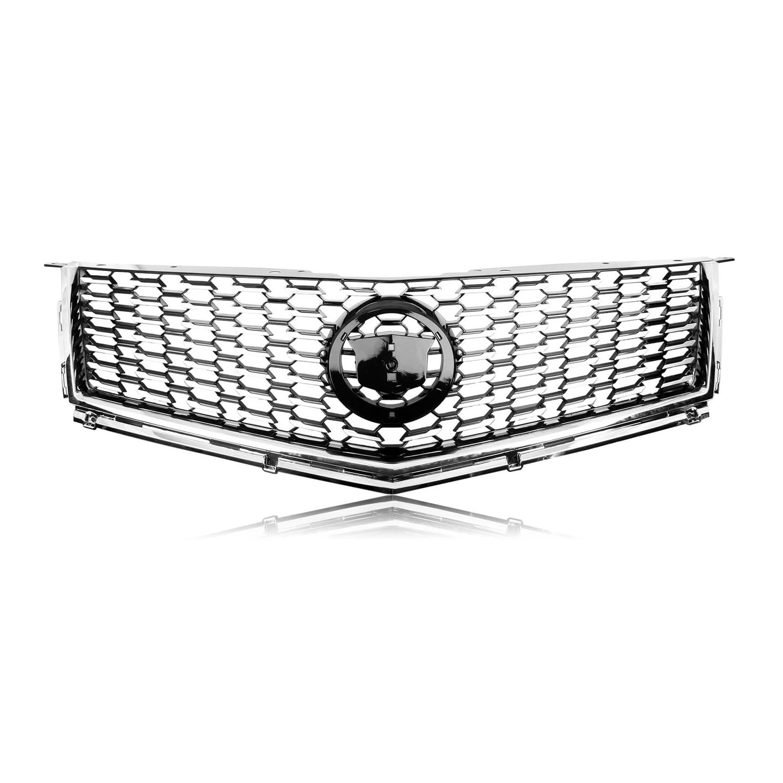 Auto Kühlergrill Für Cadillac Für SRX 2010 2011 2012 2013 2014 2015 2016 Schwarz/Silber Oberen Stoßfänger Haube Mesh Grid Kühlergrill Grill Front Kühlergrill(Silber) von Awqmx