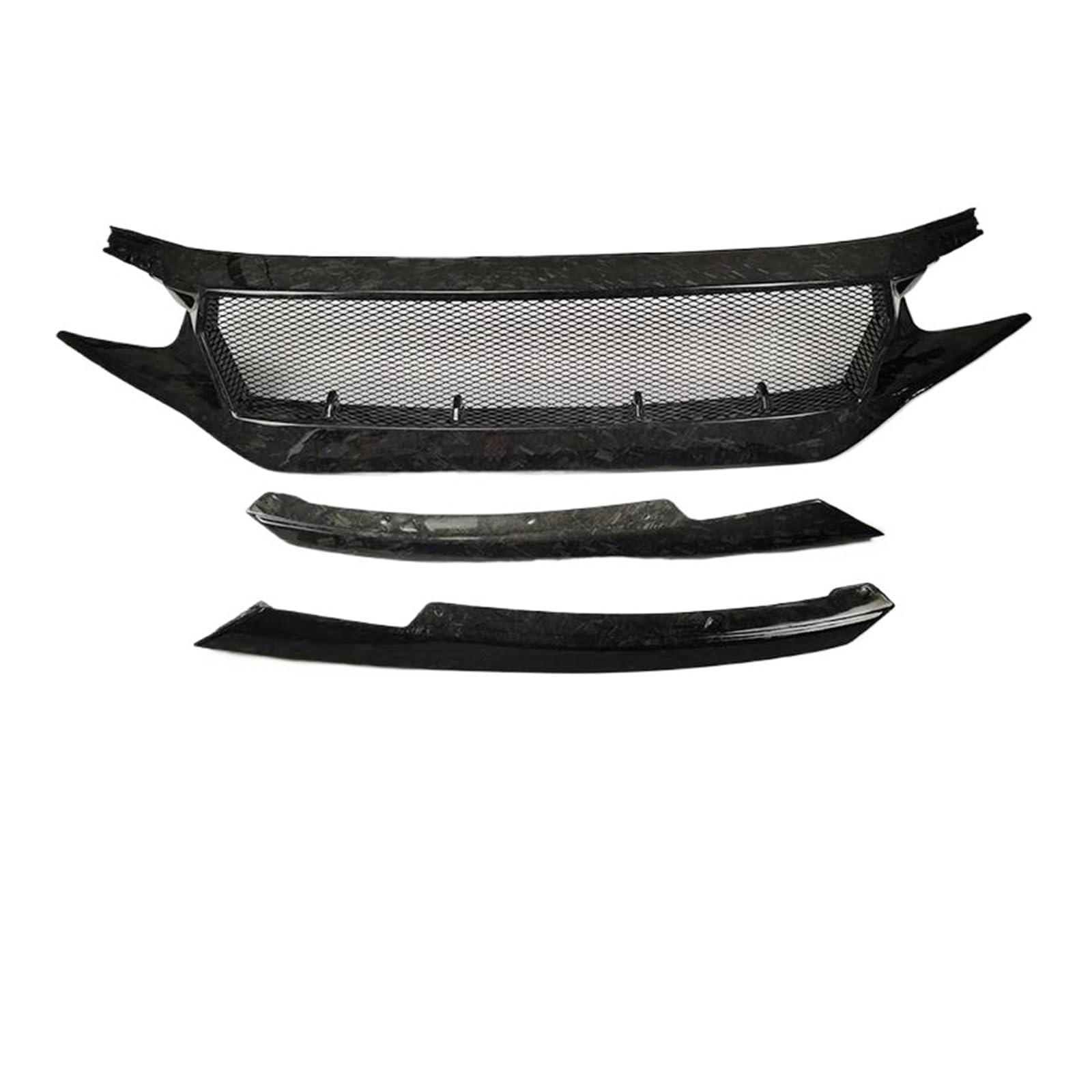 Auto Kühlergrill Für Civic FC JS N1 Stil Carbon Fiber Glas Front Grill Trim KÖRPER KIT Für Civic FK7 FK8 Type-R FRP FRONTSCHÜRZE Grills Racing Front Kühlergrill(Forged Pattern) von Awqmx