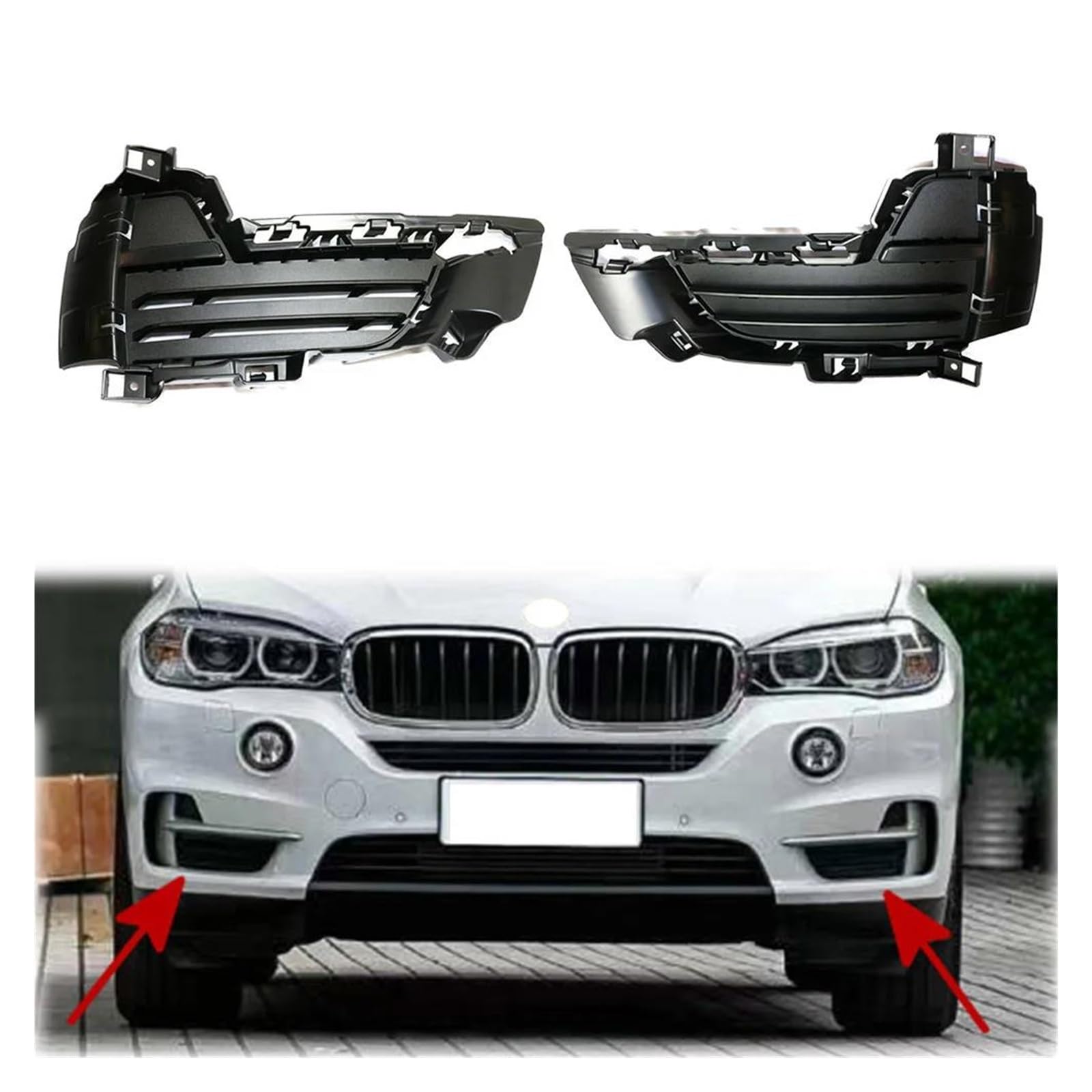 Auto Kühlergrill Für F15 Für X5 2014-2017 Strukturiertes Geschlossenes Gitter Links + Rechts 2 Stücke Schwarz Auto Vorderen Stoßstange Grille Nebel Licht Mesh Grill Front Kühlergrill von Awqmx