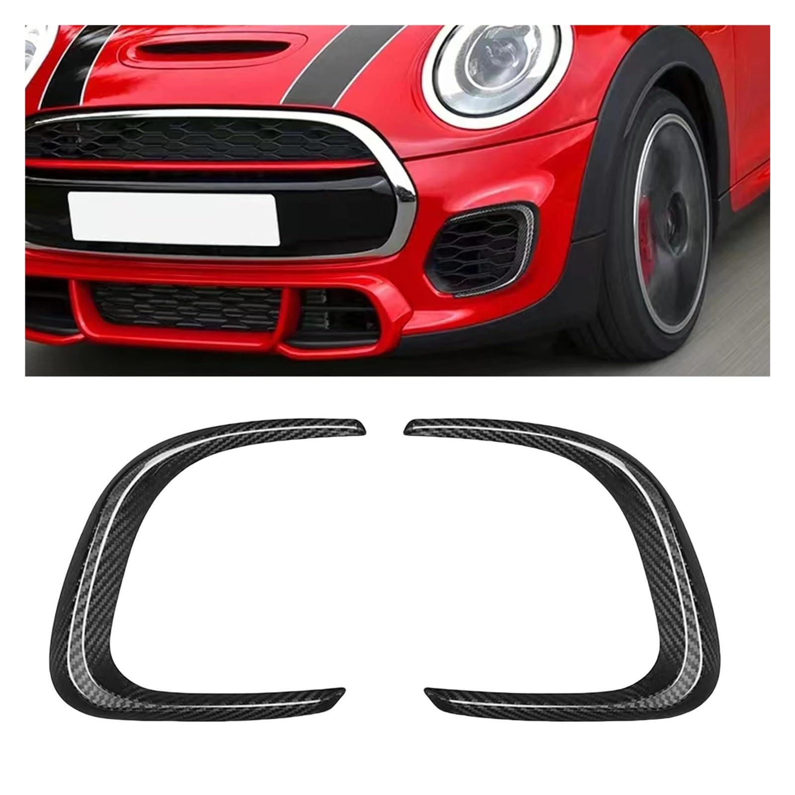 Auto Kühlergrill Für F56 Für Mini Für Cooper S Frontschürze Seite Air Vent Trim Trockenen Carbon Faser Nebel Licht Lampe Haube Ansaugrahmen Grille Spoiler Canards Front Kühlergrill von Awqmx