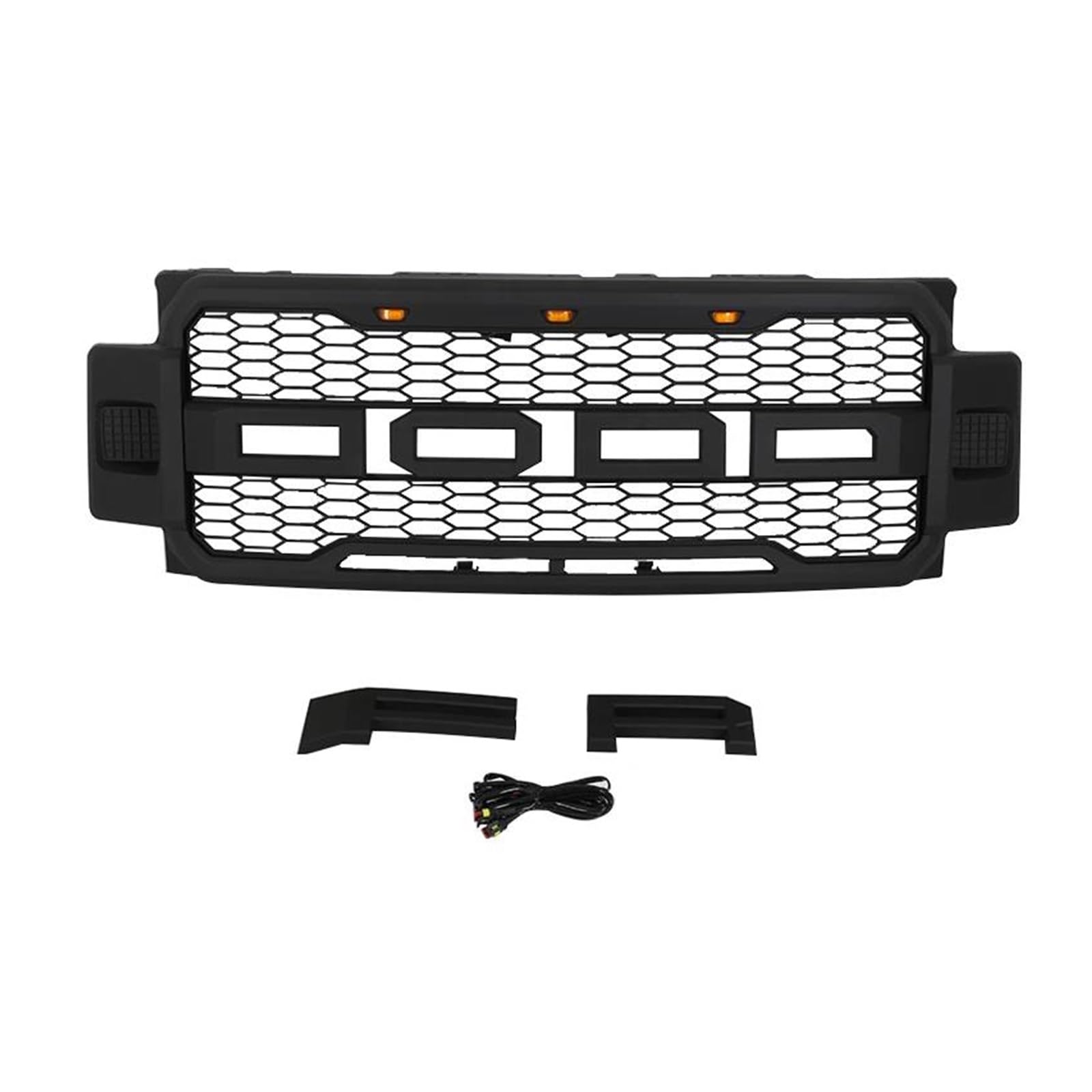 Auto Kühlergrill Für Ford Für F250 2017-2019 Grill Frontschürze Modifikation Grille Zubehör Mit Seite Lichter 2018 F250 Front Kühlergrill(Schwarz) von Awqmx