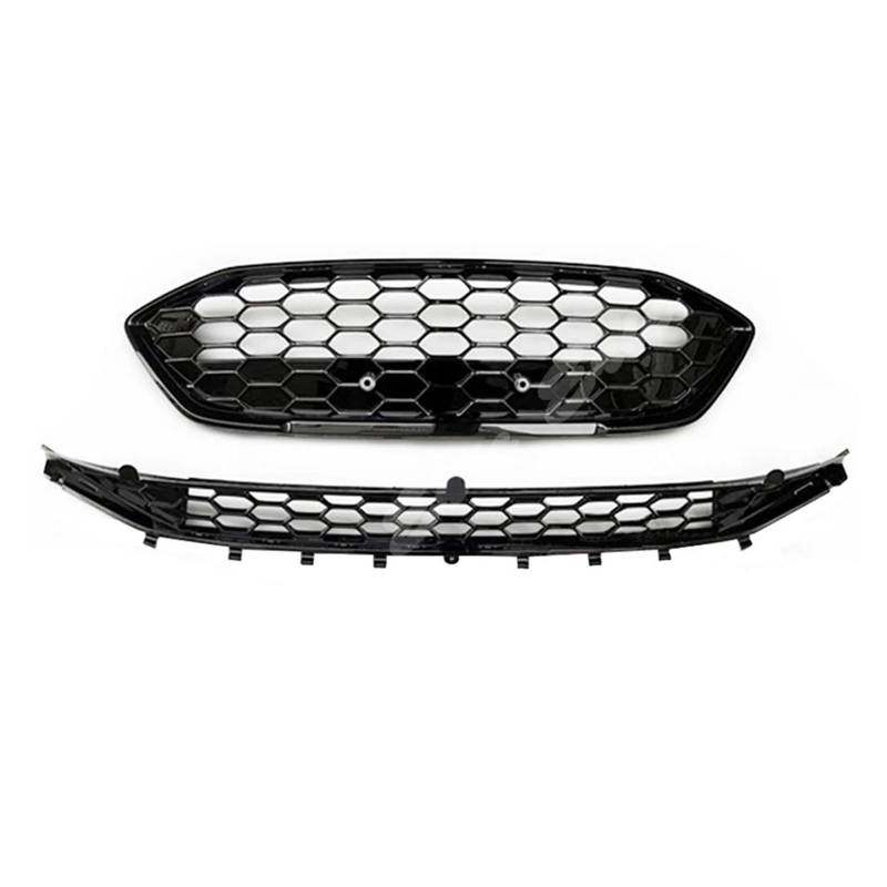 Auto Kühlergrill Für Ford Für Focus 2019 2020 Glänzend Schwarz Front Stoßstange Trim Abdeckung Grill Oberen Unteren Grill Front Kühlergrill(Up Lower Grill) von Awqmx