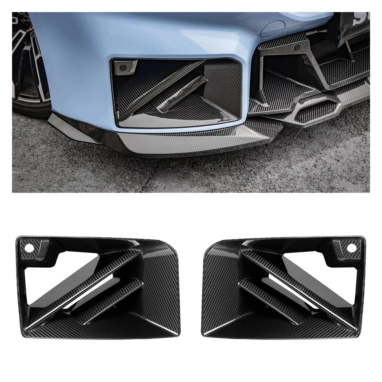 Auto Kühlergrill Für G87 M2 2023-2024 Coupe 2 Tür Dry Carbon Fiber Front Bumper Seite Air Vent Outlet Abdeckung Nebel Licht Einlass Rahmen Kanal Trim Front Kühlergrill von Awqmx