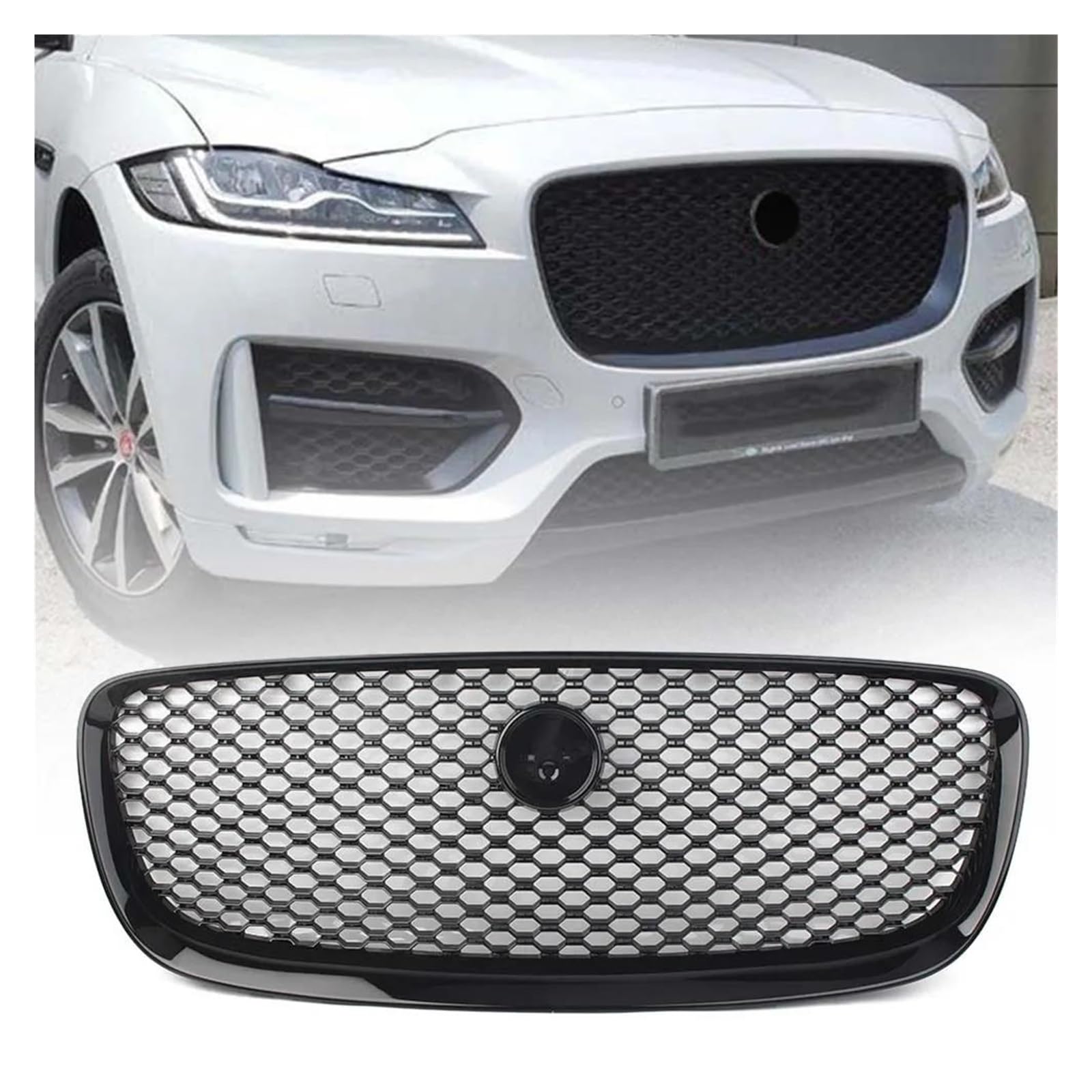 Auto Kühlergrill Für Jaguar Für X761 F-Pace 2016-2020 T4A6209 T4N13842 T4N12773 T4N12772 ABS Kunststoff Auto Kühlergrill Oberen Kühler Mesh Grill Front Kühlergrill(Bright black-T4A6209) von Awqmx