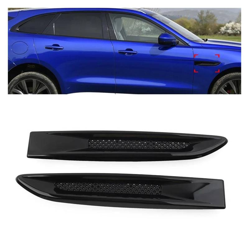 Auto Kühlergrill Für Jaguar Für XE F-Pace XF X260 2016-2021T2H17749 T2H17750 1 Paar Glänzend Schwarz Auto Vorderseite Kotflügel Air Vent Outlet Grille Trim Front Kühlergrill von Awqmx