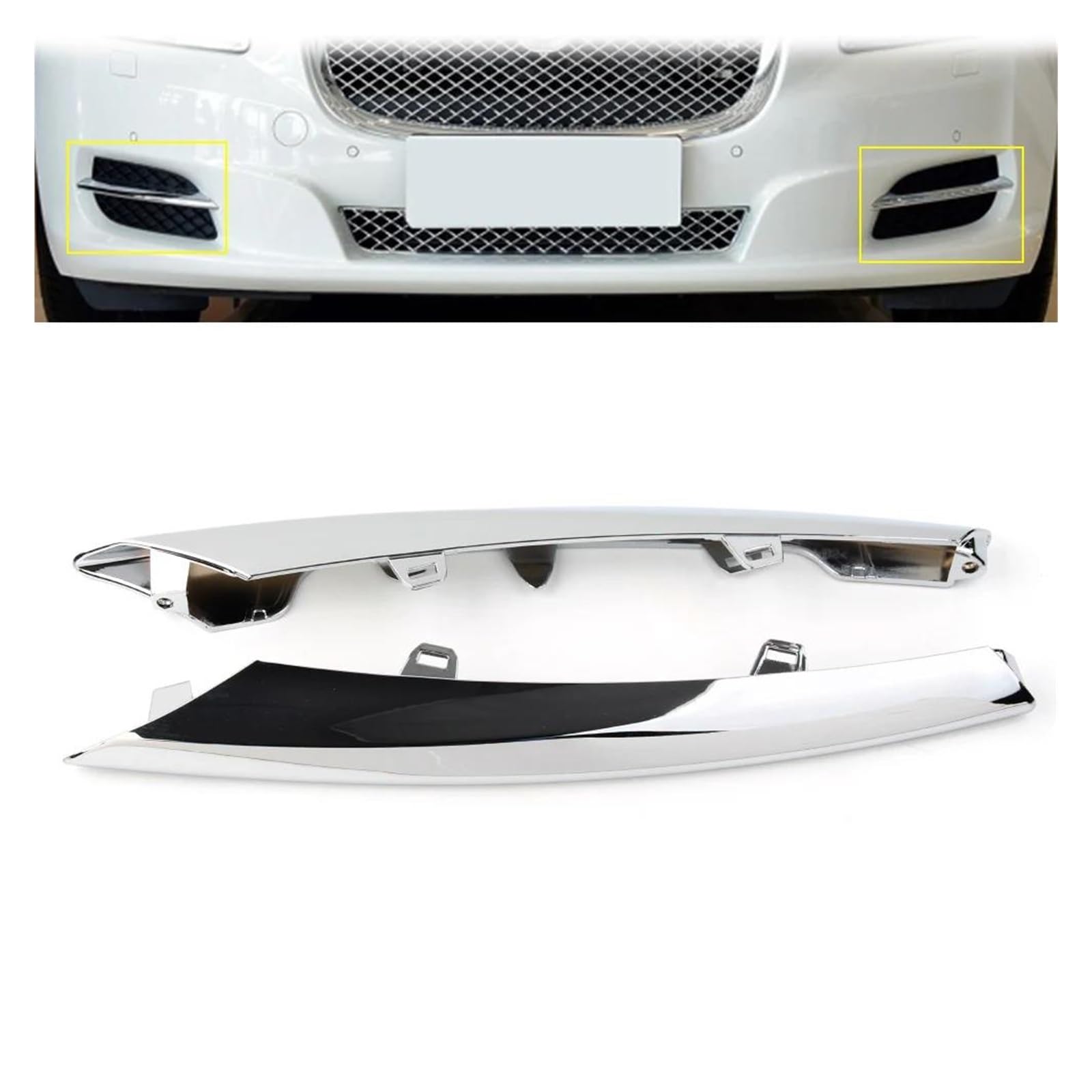 Auto Kühlergrill Für Jaguar Für XJ 2010 2011 2012 2013 2014 2015 2 Stücke Chrom Auto Vorderen Stoßfänger Seitengitter Lip Spoiler Dekoration Trim Front Kühlergrill von Awqmx