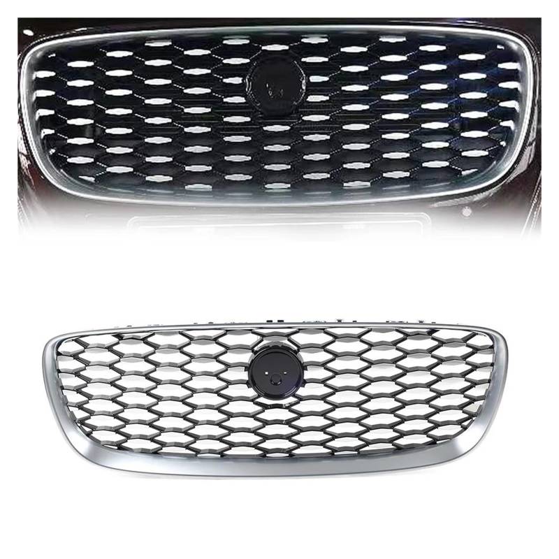 Auto Kühlergrill Für Jaguar XF 2016 2017 2018 2019 Auto Lufteinlass Front Stoßstange Grill Oberen Mesh Grille Front Kühlergrill(Silver Black) von Awqmx