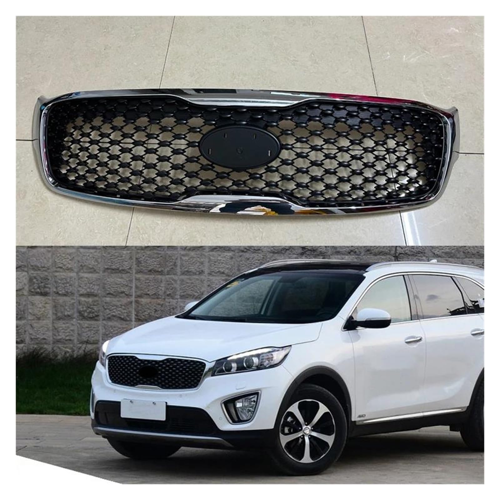 Auto Kühlergrill Für KIA Für Sorento 2015 2016 2017 2018 Auto Kühlergrill Dekorative Abdeckung Racing Grille Auto Oberen Stoßfänger Haube Mesh Gitter Front Kühlergrill von Awqmx