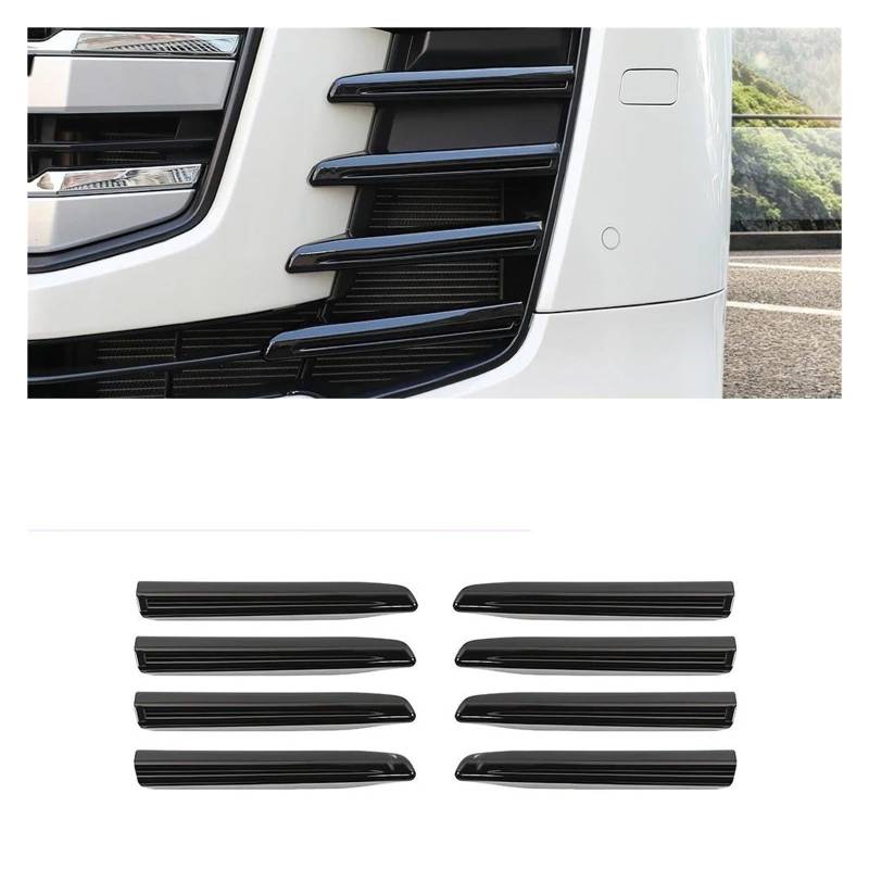 Auto Kühlergrill Für Land Für Cruiser LC300 2022 2023 Nebelscheinwerfer Rahmen Aufkleber ABS Schwarz Kühlergrill Links Rechts Trim Streifen Auto Zubehör Front Kühlergrill(Front Grille 8PCS) von Awqmx