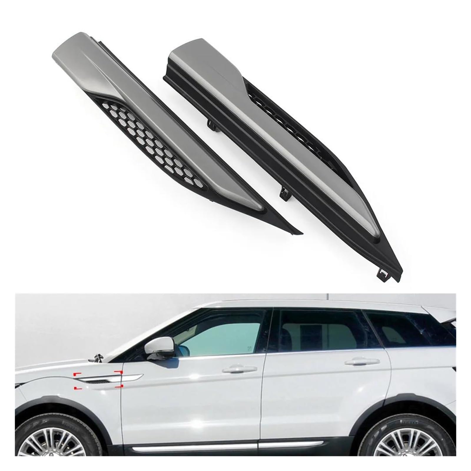 Auto Kühlergrill Für Land Für Rover Für Range Für Rover Evoque 2012-2019 2 Stücke Grau Auto Kotflügel Vorne Side Grill Oberen Form Grille LR027316 Front Kühlergrill von Awqmx