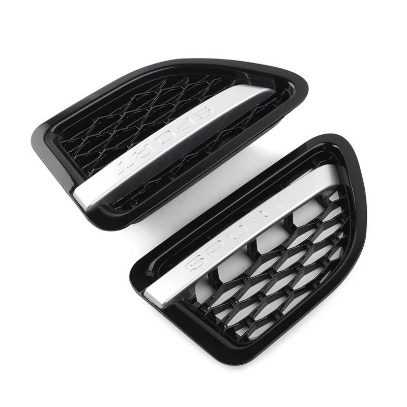 Auto Kühlergrill Für Land Für Rover L320 Für Range Für Rover Sport 2005 2006 2007 2008 2009 2Pcs Auto Vorderseite Fender Air Vent Grille Grill Dekoration Front Kühlergrill(Black Black Silver) von Awqmx