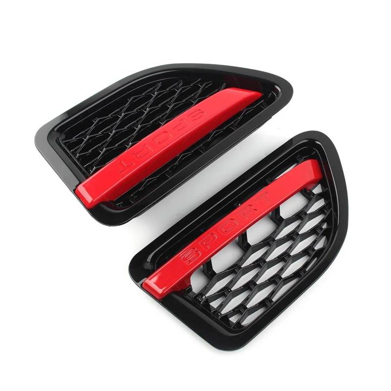 Auto Kühlergrill Für Land Für Rover L320 Für Range Für Rover Sport 2005 2006 2007 2008 2009 2Pcs Auto Vorderseite Fender Air Vent Grille Grill Dekoration Front Kühlergrill(Black Black red) von Awqmx