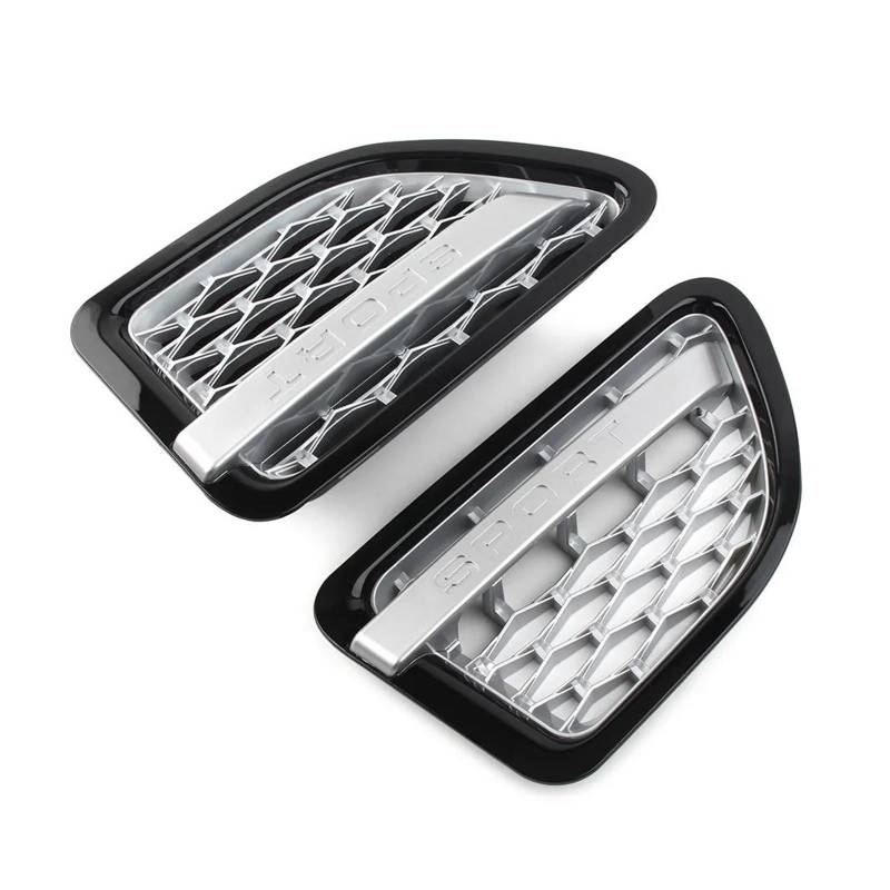 Auto Kühlergrill Für Land Für Rover L320 Für Range Für Rover Sport 2005 2006 2007 2008 2009 2Pcs Auto Vorderseite Fender Air Vent Grille Grill Dekoration Front Kühlergrill(Black Silver Silver) von Awqmx