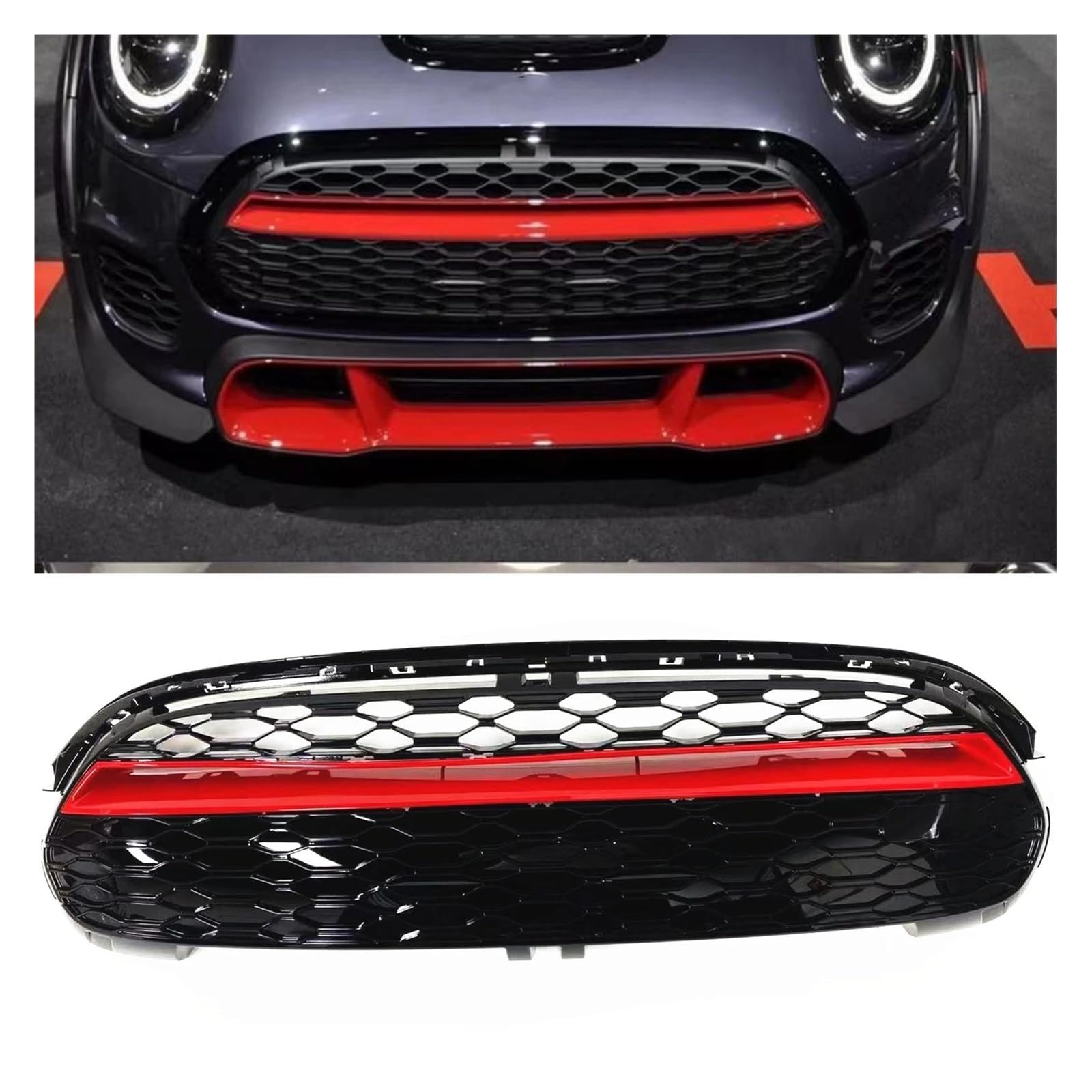 Auto Kühlergrill Für Mini Für Cooper F55 2015 2016 2017-2020 F56 2014-2020 F57 Obere Stoßstangenhaube Mesh Grid Racing Grills Kühlergrill Front Kühlergrill von Awqmx