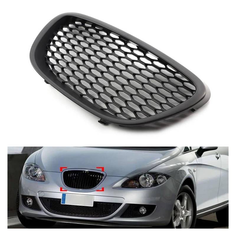 Auto Kühlergrill Für Seat Leon MK2 1P1 2006 2007 2008 2009 Mattschwarzes Auto-Frontgrill-Stoßstangengitter Ohne Abzeichen Front Kühlergrill von Awqmx