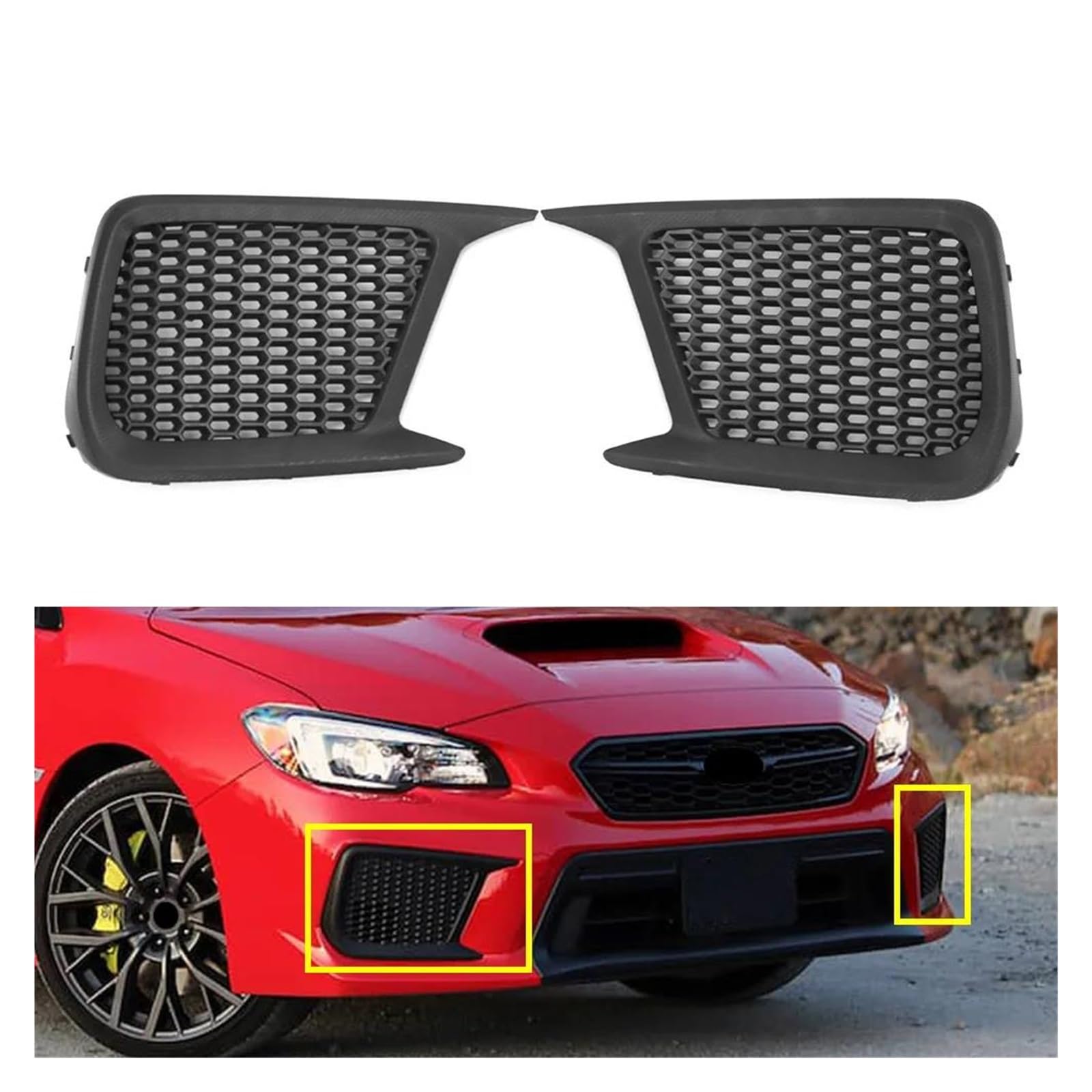 Auto Kühlergrill Für Subaru Für WRX Für STI 2018 2019 2020 2021 1 Paar Auto Honeycomb Frontschürze Nebel Licht Lampe Kühlergrill Front Kühlergrill von Awqmx