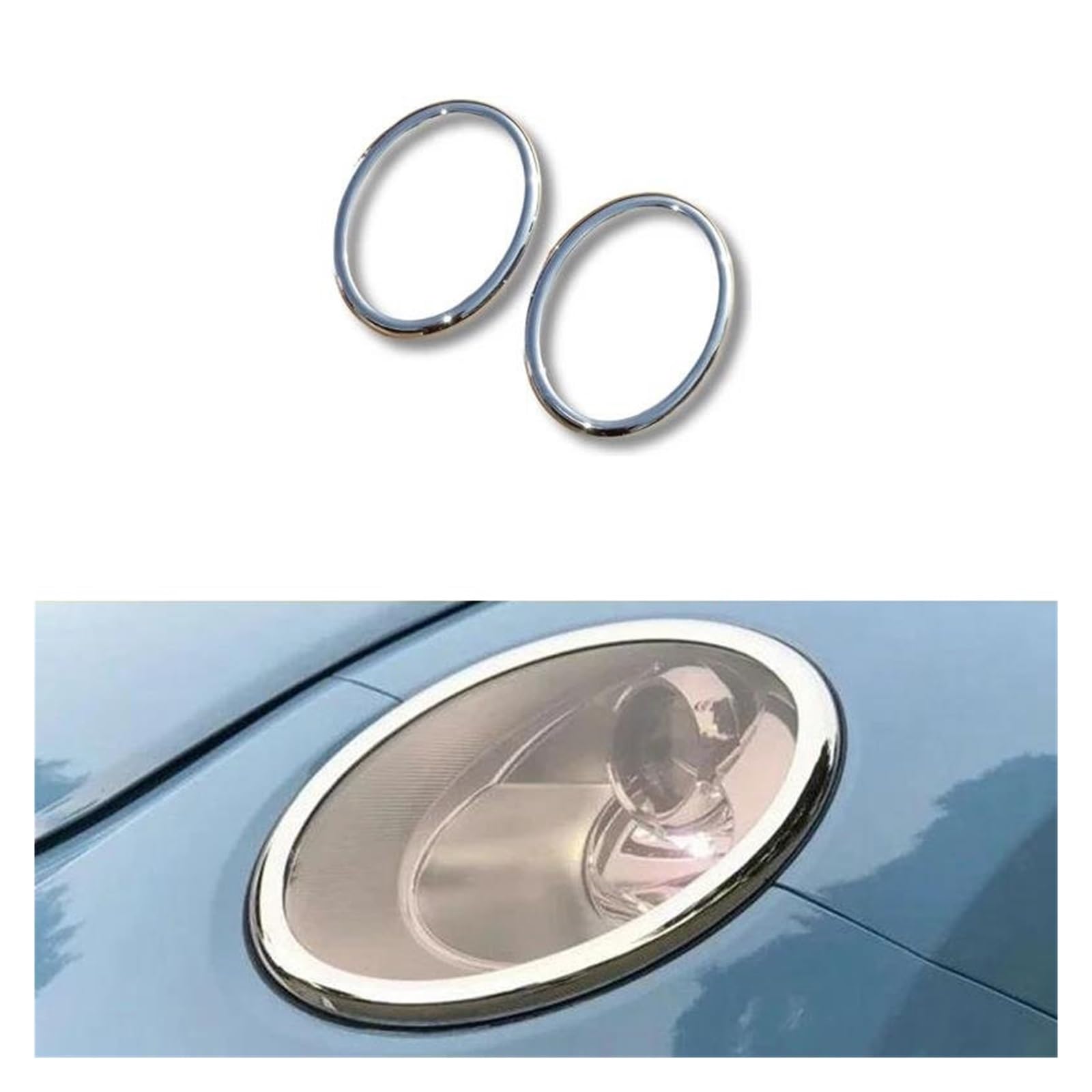 Auto Kühlergrill Für VW Für Käfer 2005-2011 Lampe Auto Scheinwerfer Abdeckung Objektiv Shell Ring Trim Aufkleber Rücklicht Beschichtung Dekorative Teile Front Kühlergrill(for Headlight) von Awqmx