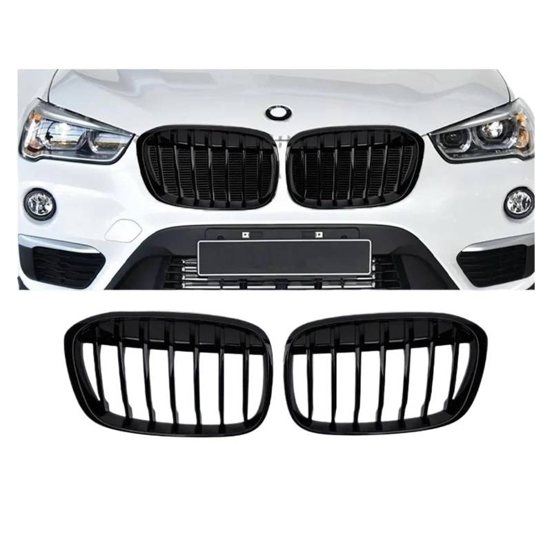 Auto Kühlergrill Für X1 F48 F49 2017 2018 2019 Auto Vorne Mitte Grille Sport Gitter Ersatz ABS Front Kühlergrill(B Glossy Black) von Awqmx