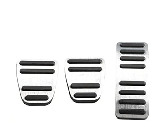 Auto Pedal Set Für Chery Für Exeed LX 2018 2019 2020 2021 2022 2023 Aluminium Auto Gas Beschleuniger Bremse Kupplung Pedal Abdeckung Anti-Slip Pad Zubehör Fußpedal Bremspedal(MT Silver) von Awqmx