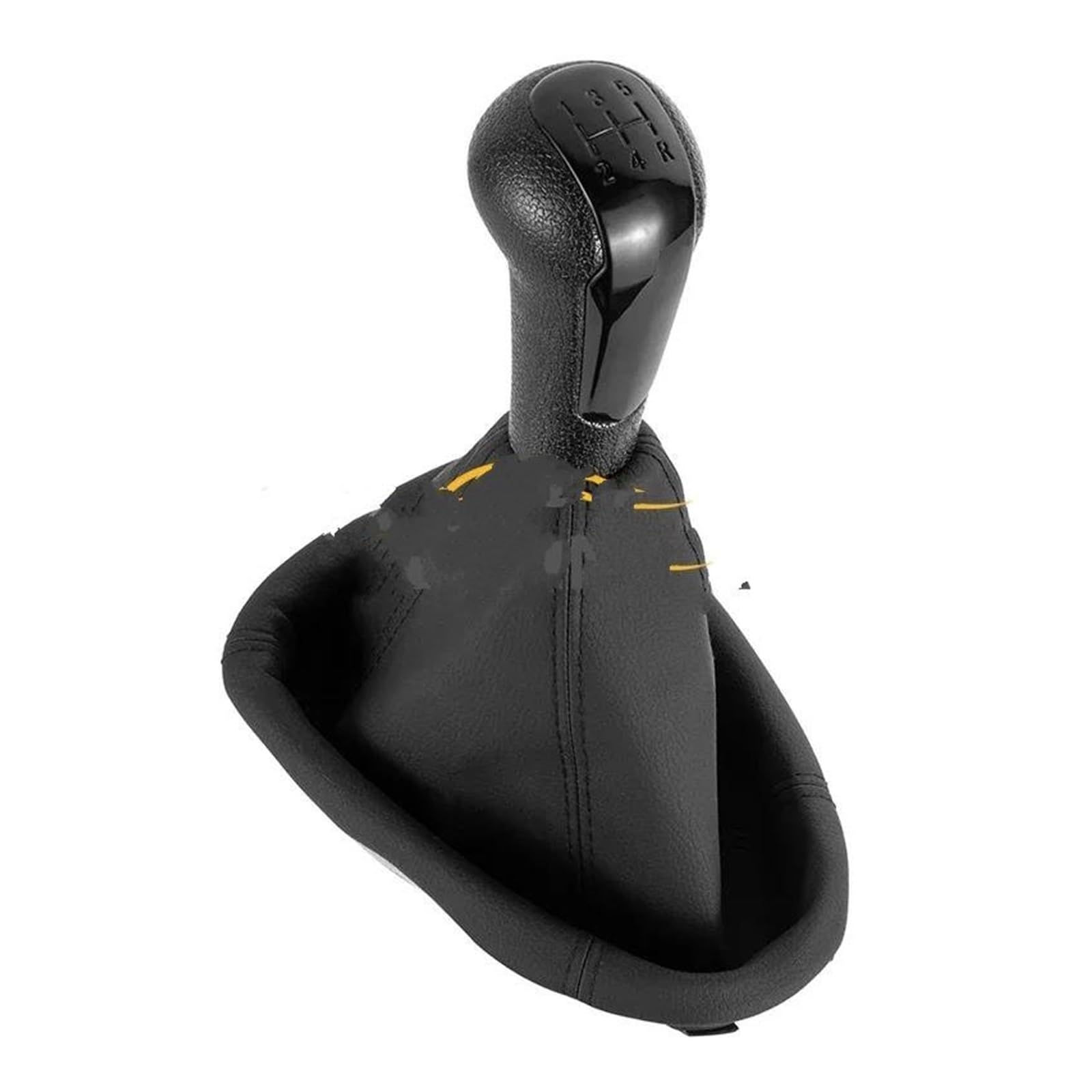 Auto-Schaltknauf Für Chevrolet Für Matiz Für Spark M300 2011 2012 2013-2016 Auto 5 Gang Schaltknauf Schwarz Leder Gamasche Boot Abdeckung Auto Schalthebel(Black knob Suit) von Awqmx